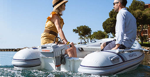 Lagerverkauf - Schlauchboot mit Motor kaufen: 330cm Schlauchboot AL 330  blau, Aluboden, mit Parsun 5 PS Außenborder